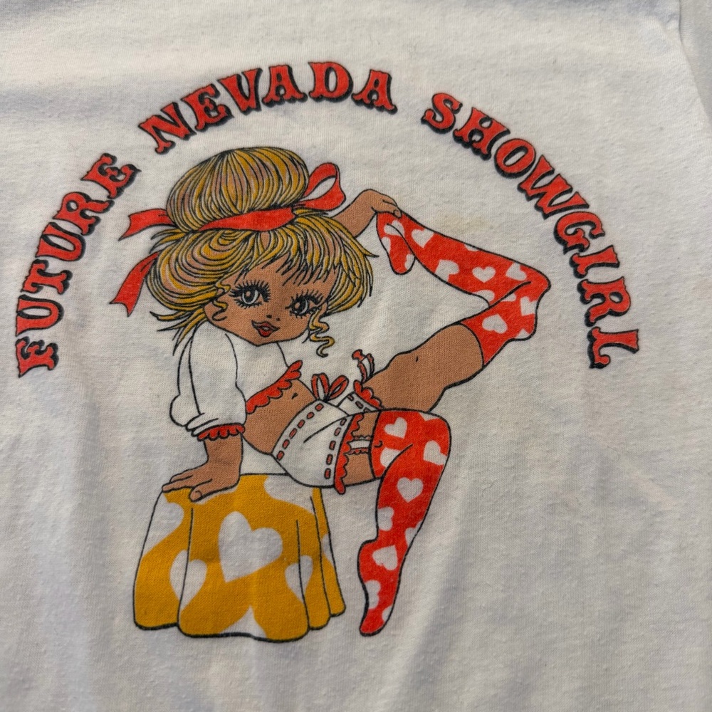 80s Future Nevada Showgirl Kids/Youth T‑Shirt Size M Rare Novelty Strip Club - Picture 3 of 7